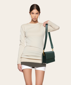 Alternative view of Mini Flap Crossbody - Dark Green Croc