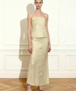 Alternative view of Linen Corded Embroidery Maxi Skirt - Natural