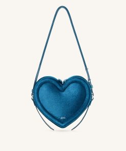Arlene Velvet Heart Shaped Bag - Blue