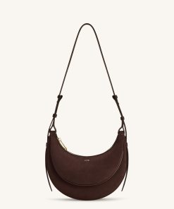 Sharon Faux Suede Crossbody Bag - Coffee Brown
