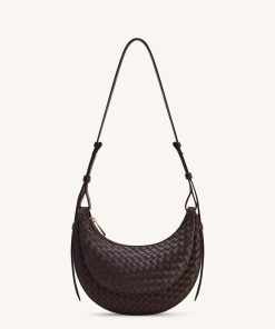 Sharon Woven Crossbody Bag - Coffee Brown