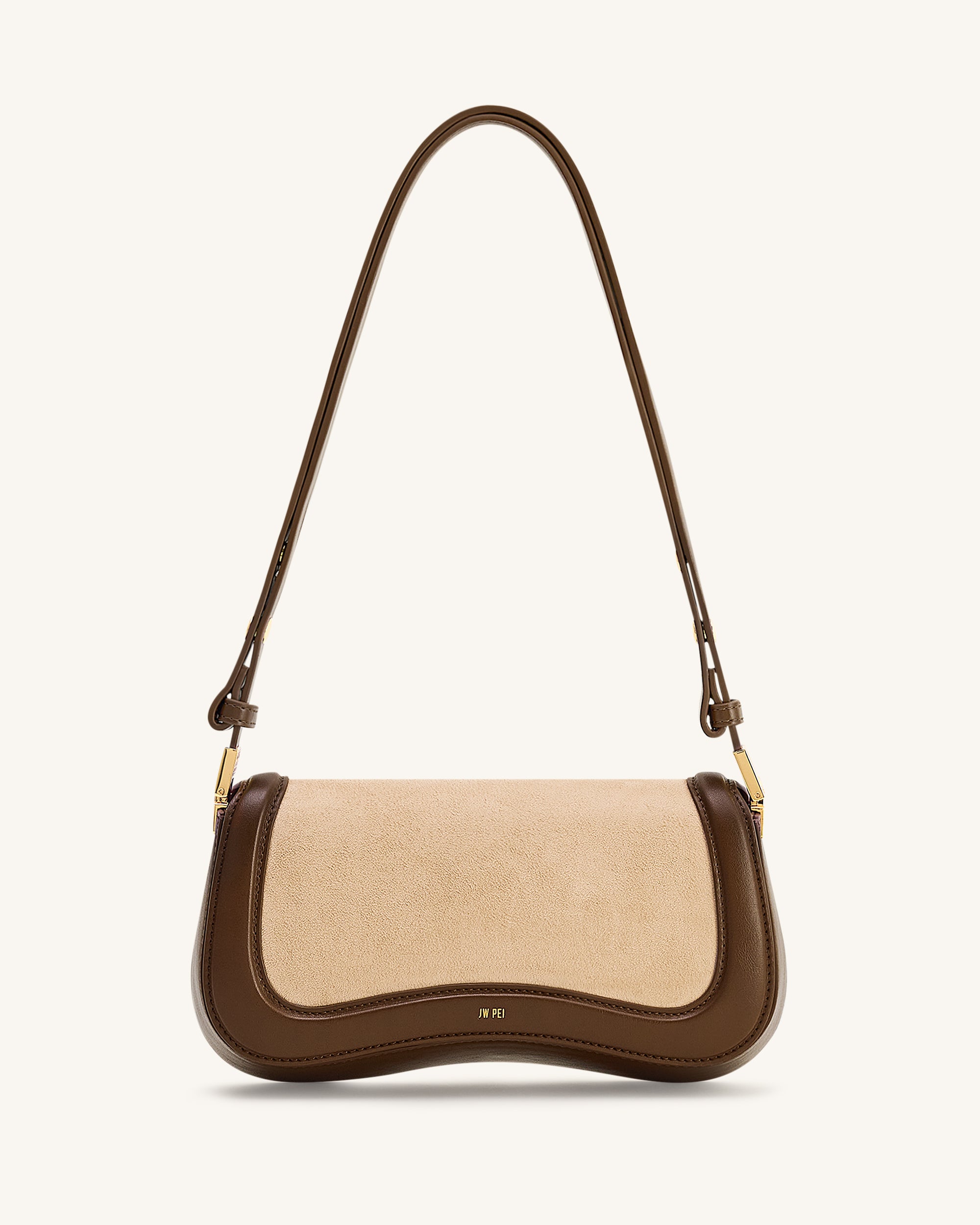 Joy Faux Suede Shoulder Bag - Khaki Brown