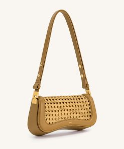Alternative view of Joy Faux Bamboo Woven Shoulder Bag - Brown