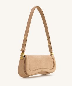 Alternative view of Joy Croc-Embossed Faux Suede Shoulder Bag - Beige