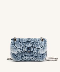 Tina Denim Quilted Chain Crossbody - Blue