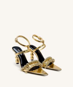 Alternative view of Mia Strappy High Heels With Beaded Detail - Gold