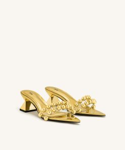 Alternative view of Gianna Beaded Strap Mules - Gold