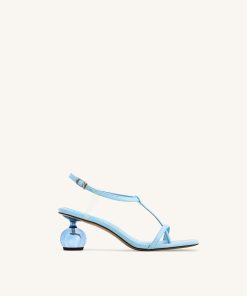 Charlotte Strappy Heels with Spherical Heel - Sky Blue