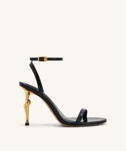 Alivia Gold Metal Heel Sandals - Black