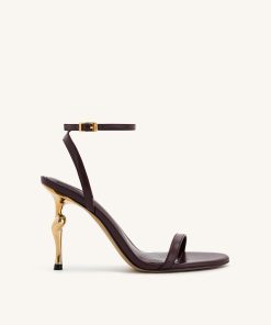 Alivia Gold Metal Heel Sandals - Claret Red