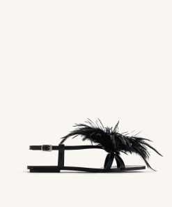 Fluffy Flats Sandals - Black
