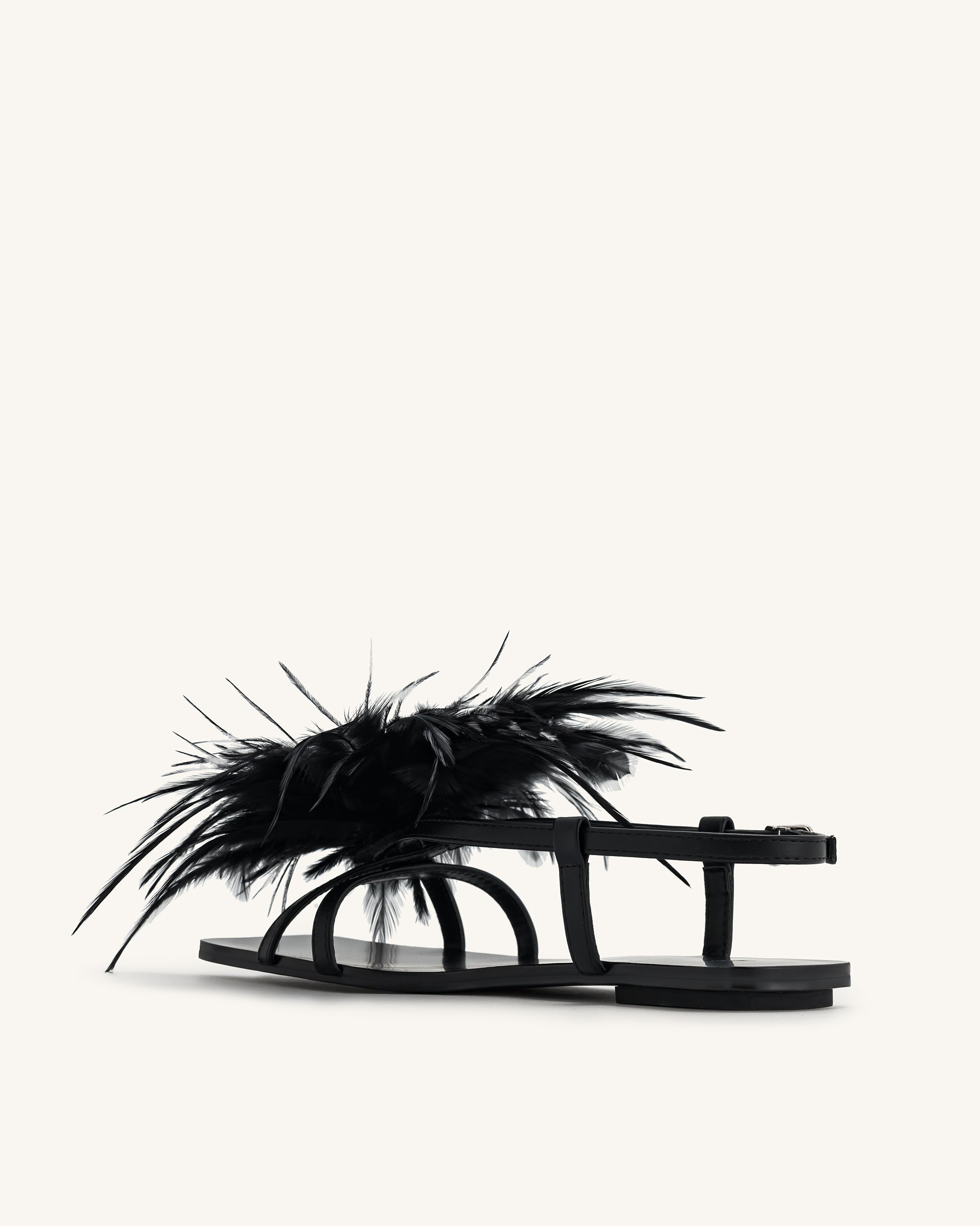 Fluffy Flats Sandals - Black - Image 5