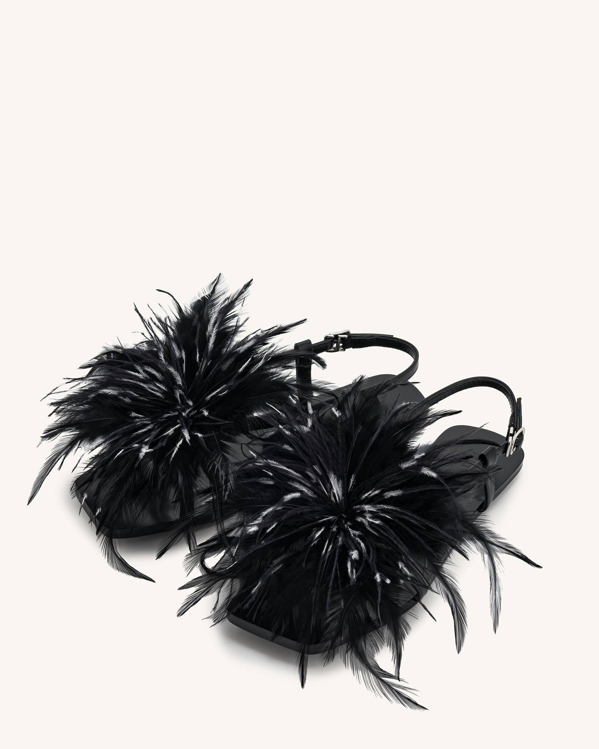 Fluffy Flats Sandals - Black - Image 2