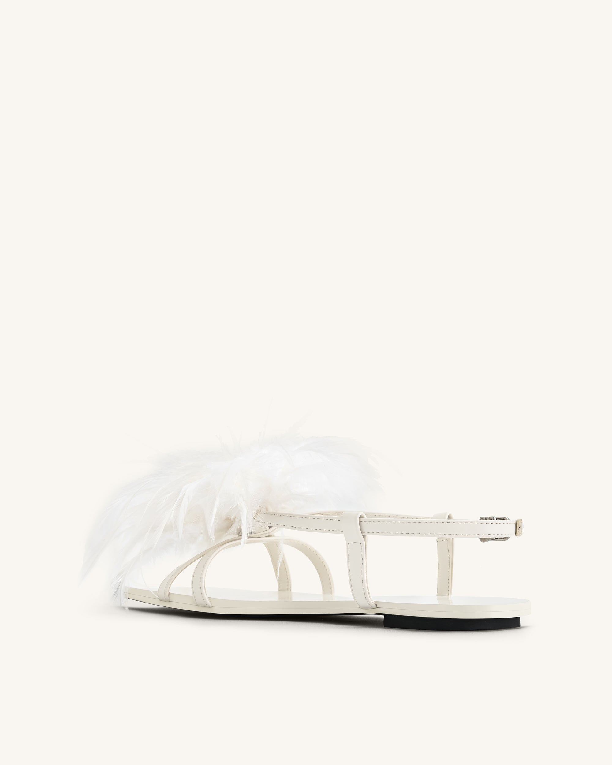 Fluffy Flats Sandals - White - Image 5