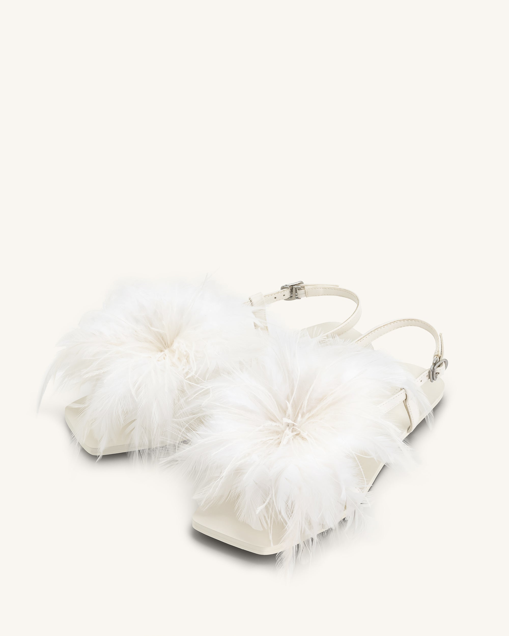 Fluffy Flats Sandals - White - Image 2