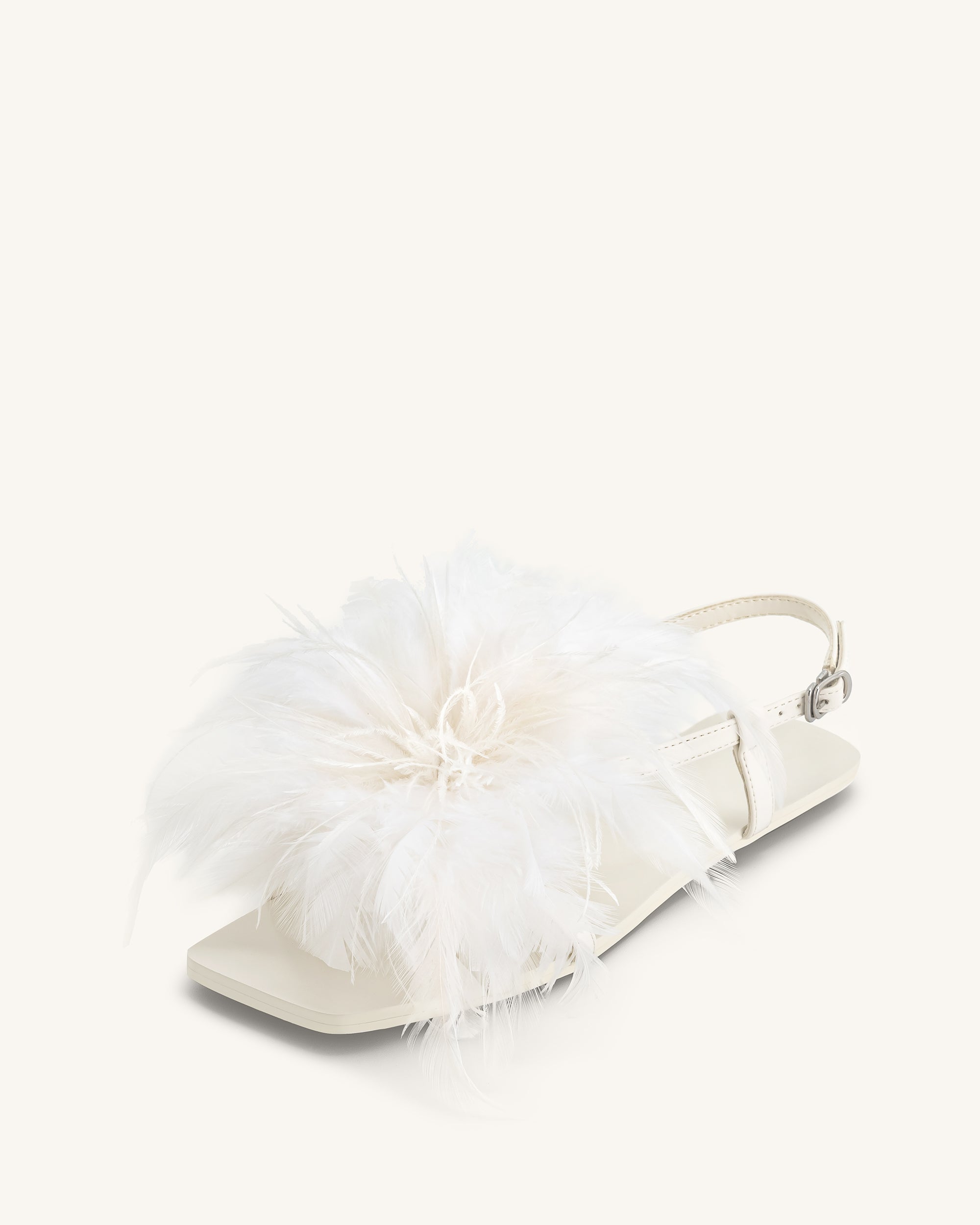 Fluffy Flats Sandals - White - Image 4