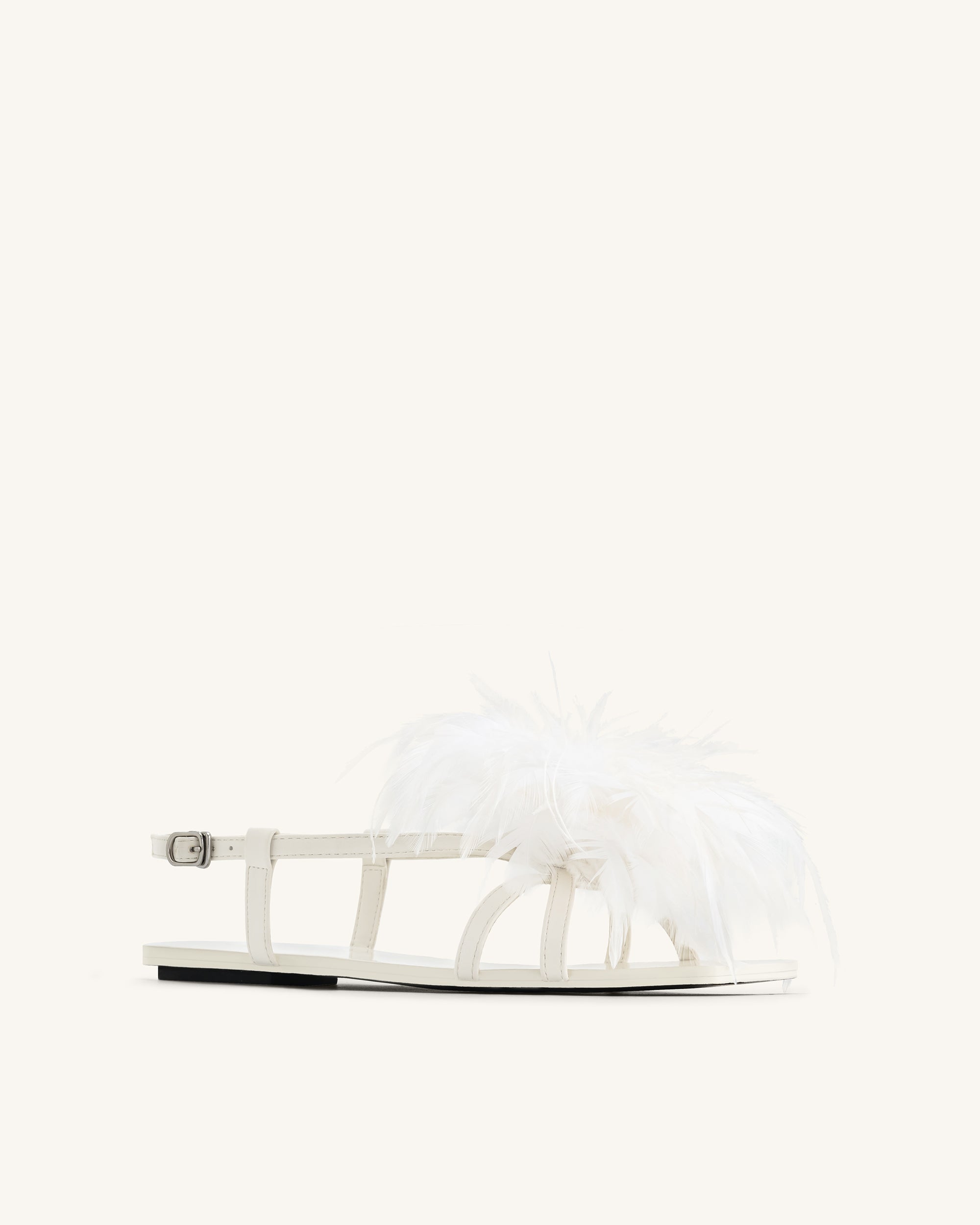 Fluffy Flats Sandals - White - Image 6