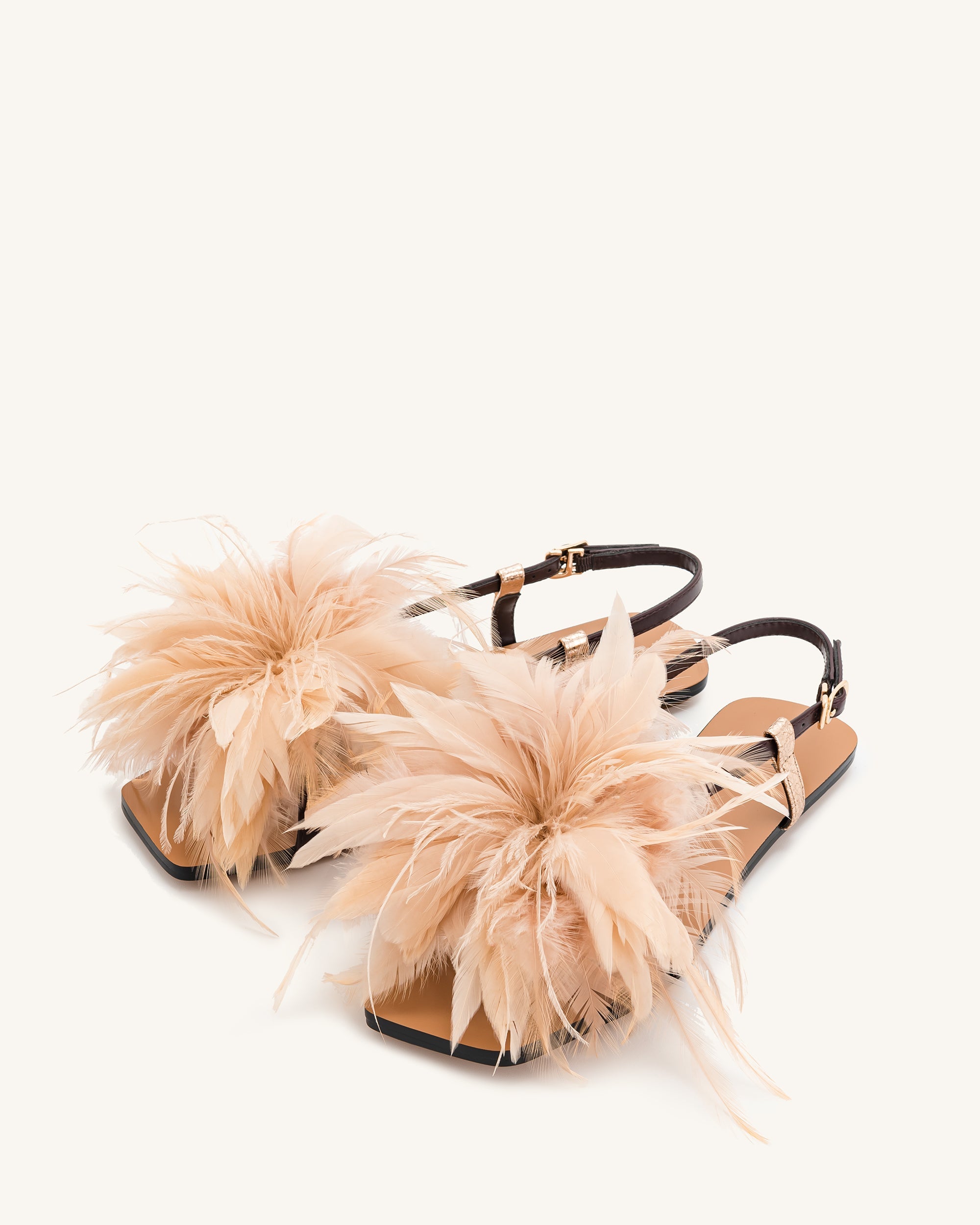 Fluffy Flats Sandals-Brown - Image 2