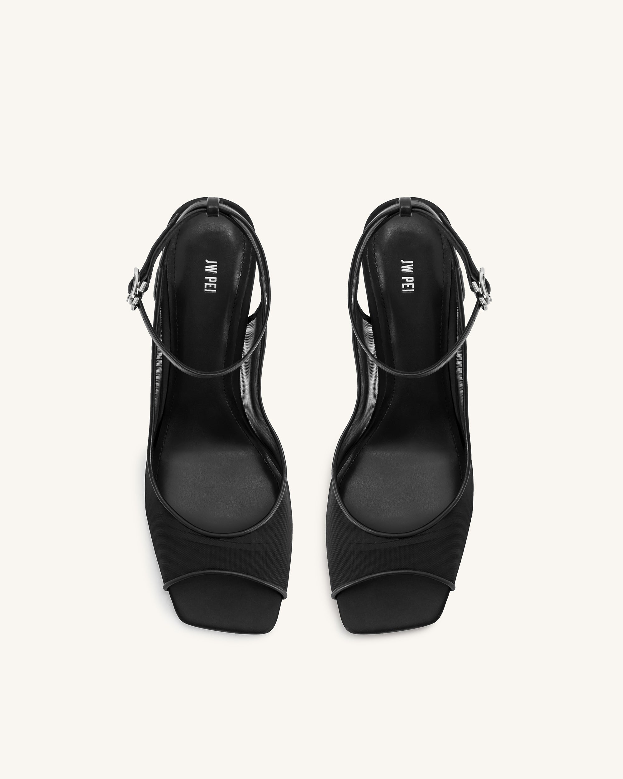 Serenity Open Toe Mesh Slingback Sandals - Black - Image 4