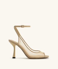 Serenity Open Toe Mesh Slingback Sandals - Khaki