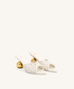 Alternative view of Ellie Woven Sphere Heel Mules - White