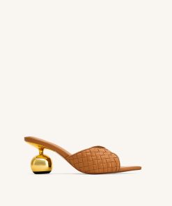 Ellie Braided Sphere Heel Mules - Khaki