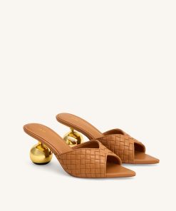 Alternative view of Ellie Braided Sphere Heel Mules - Khaki