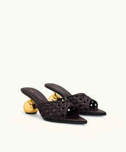 Alternative view of Ellie Woven Sphere Heel Mules - Deep Burgundy