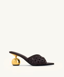 Ellie Woven Sphere Heel Mules - Deep Burgundy