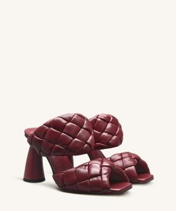 Alternative view of Lillian Weave Leather Heel Mules – Burgundy