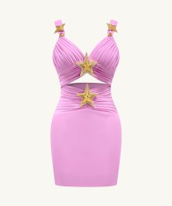 Alternative view of Mini Dress with Star Details - Pink