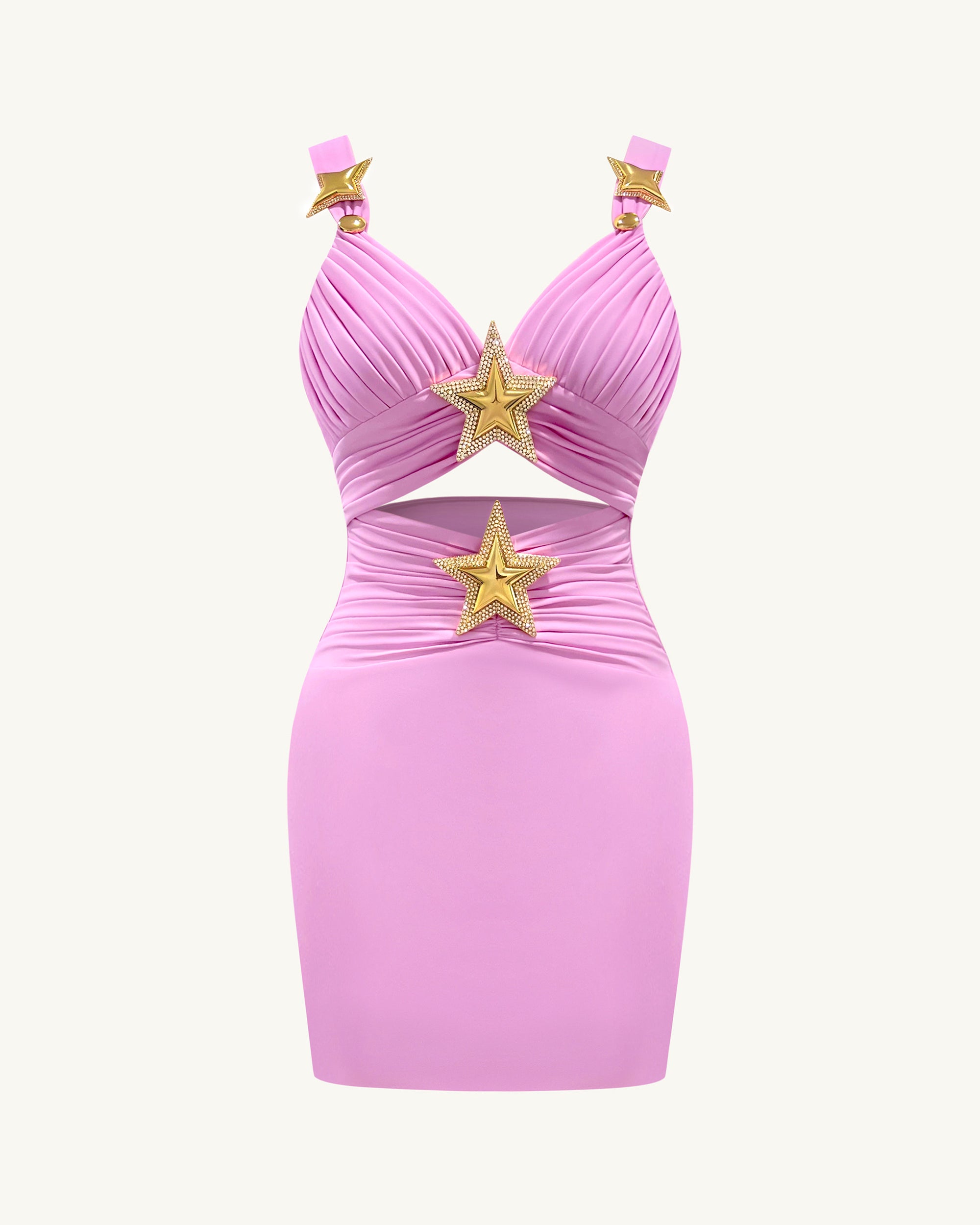 Mini Dress with Star Details - Pink - Image 2