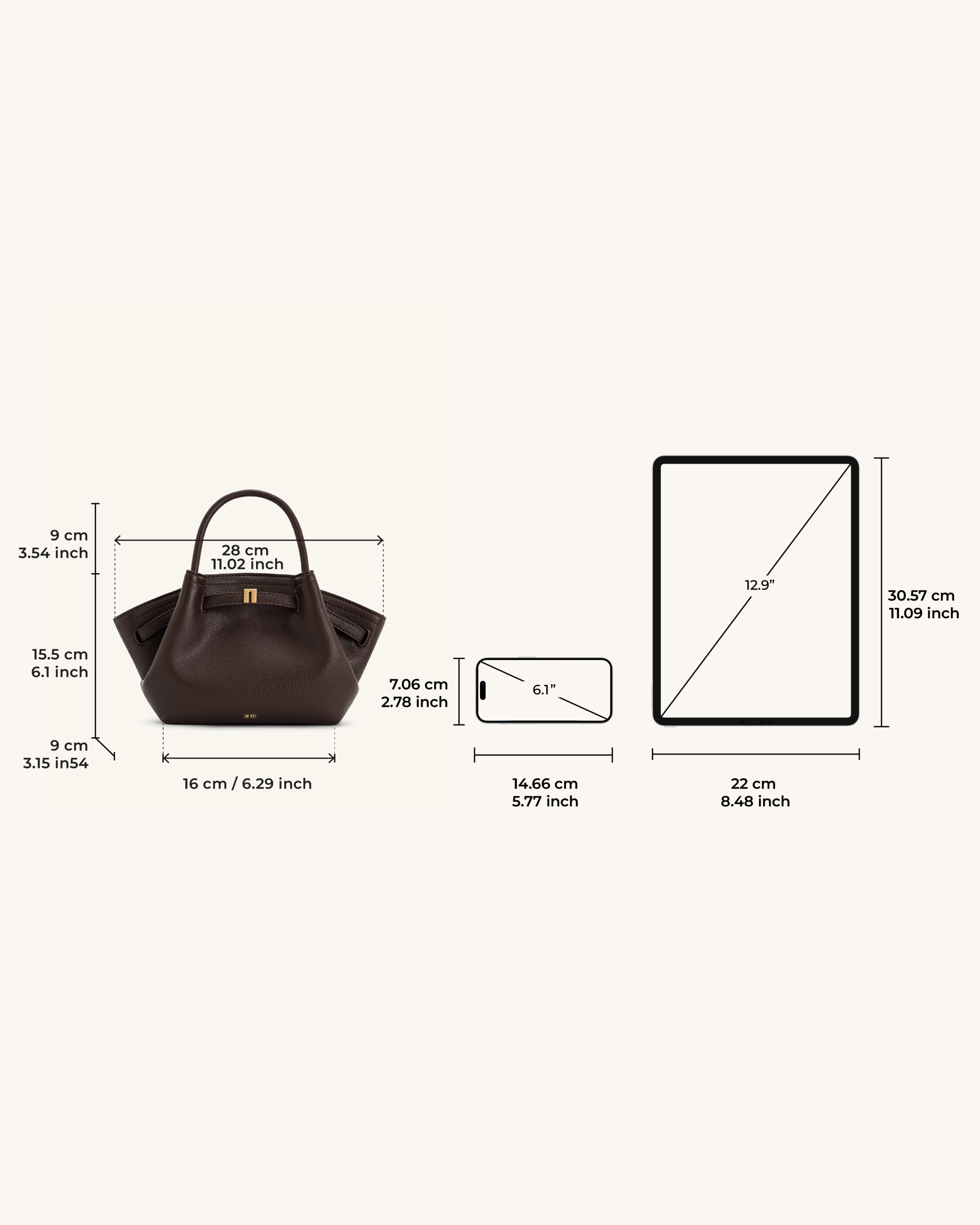 Hana Mini Tote Bag - Dark Brown - Image 7