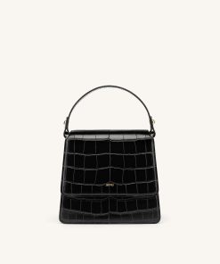 The Fae Top Handle Bag - Black Croc