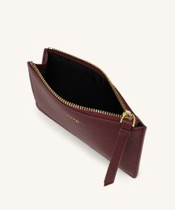 Alternative view of Quinn Zipped Card Holder- Burgundy Grained Vegan Leather