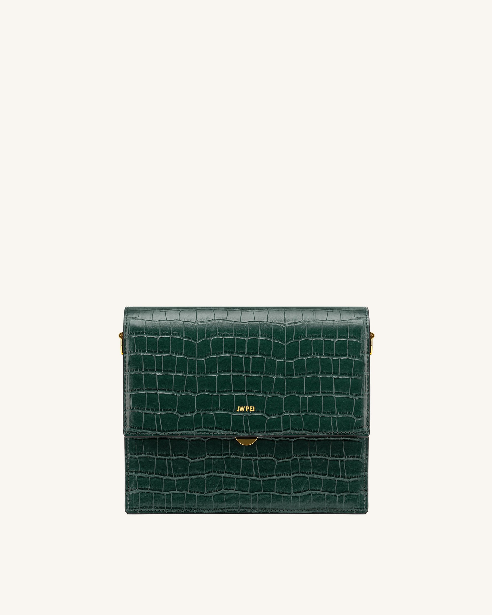 Mini Flap Crossbody - Dark Green Croc - Image 3