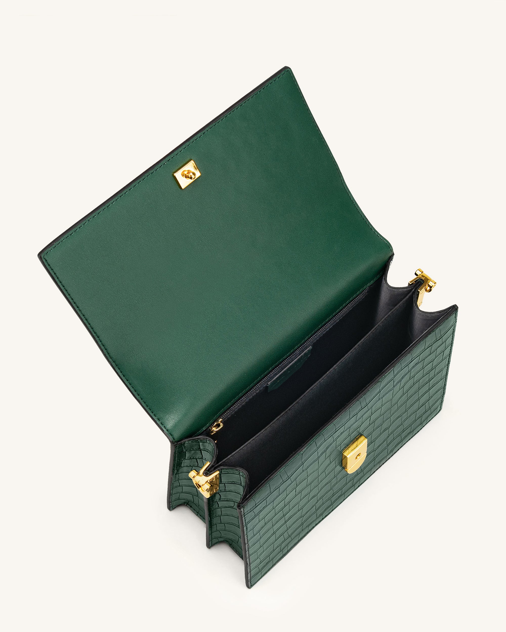 Mini Flap Crossbody - Dark Green Croc - Image 5