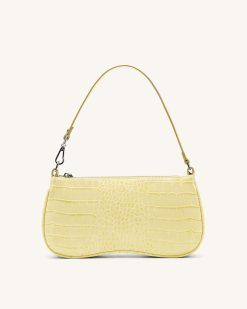 Eva Shoulder Handbag - Light Yellow Croc