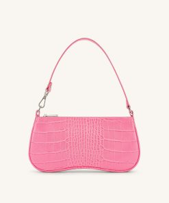 Eva Shoulder Bag - Hot Pink Croc