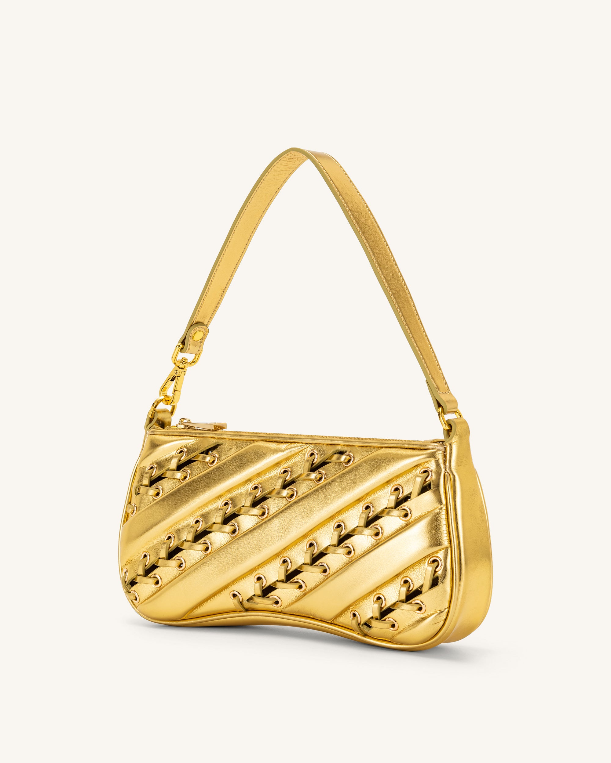 Eva Metallic Straps Shoulder Bag - Gold - Image 2