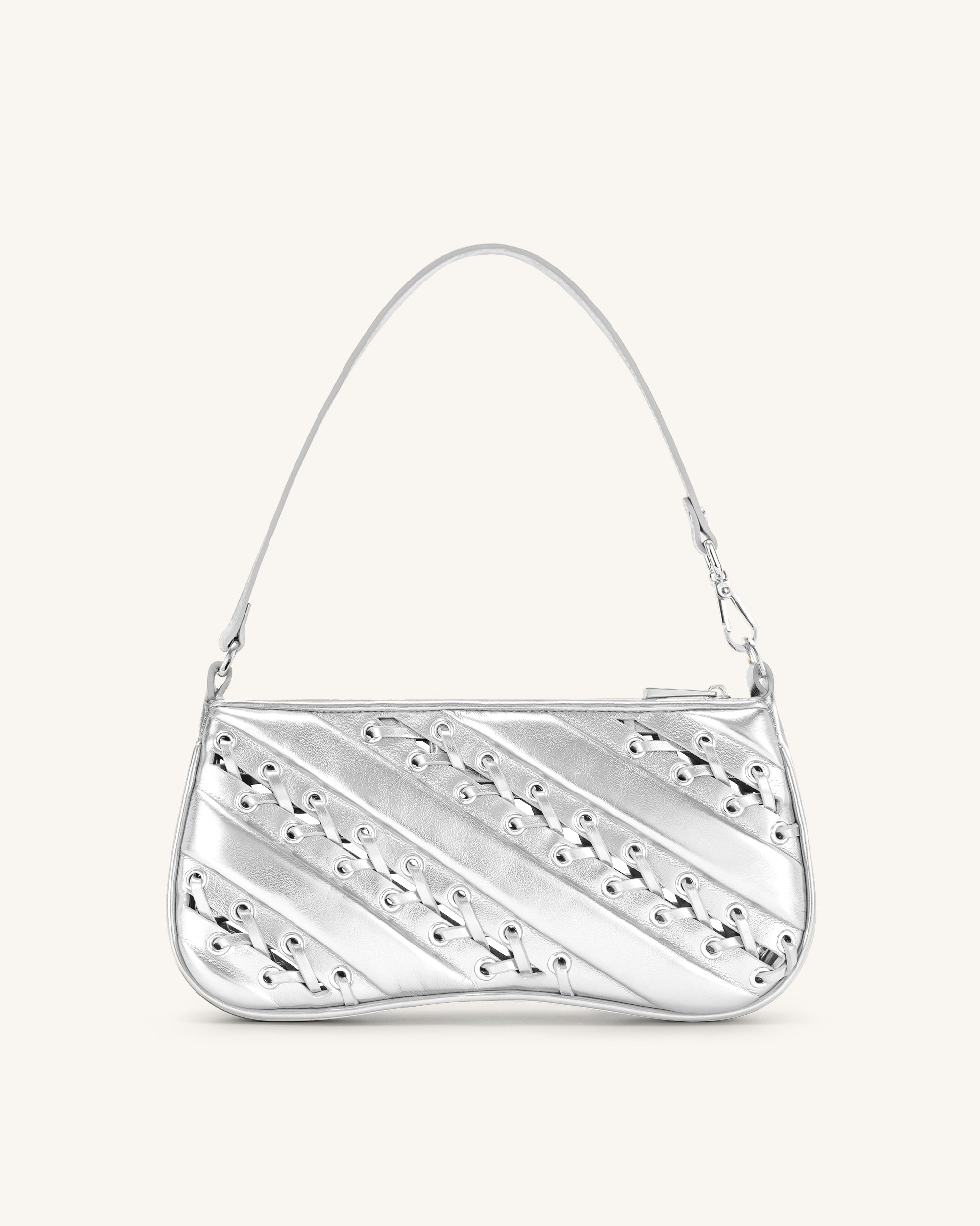 Eva Metallic Straps Shoulder Bag - Silver - Image 3
