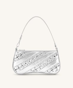 Eva Metallic Straps Shoulder Bag - Silver