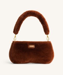 Eva Faux Fur Fabric Shoulder Bag - Caramel