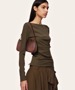Alternative view of Eva Shoulder Handbag - Umber Croc