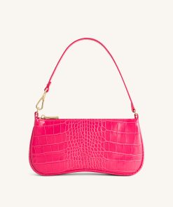 Eva Shoulder Handbag - Magenta Croc