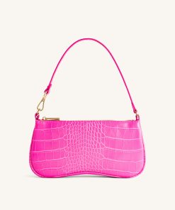 Eva Shoulder Handbag - Hot Pink Croc