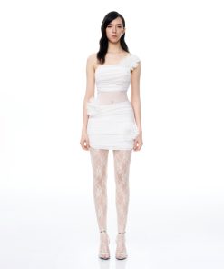 Isidore 3D Floral Wrinkles Mini Dress - White