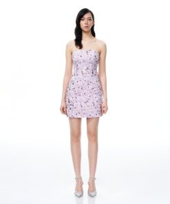 Esme Floral Sequin Embroidered Mini Dress - Purple