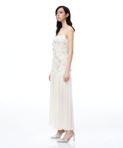 Alternative view of Galadriel 3D Floral Sequin Maxi Dress - White