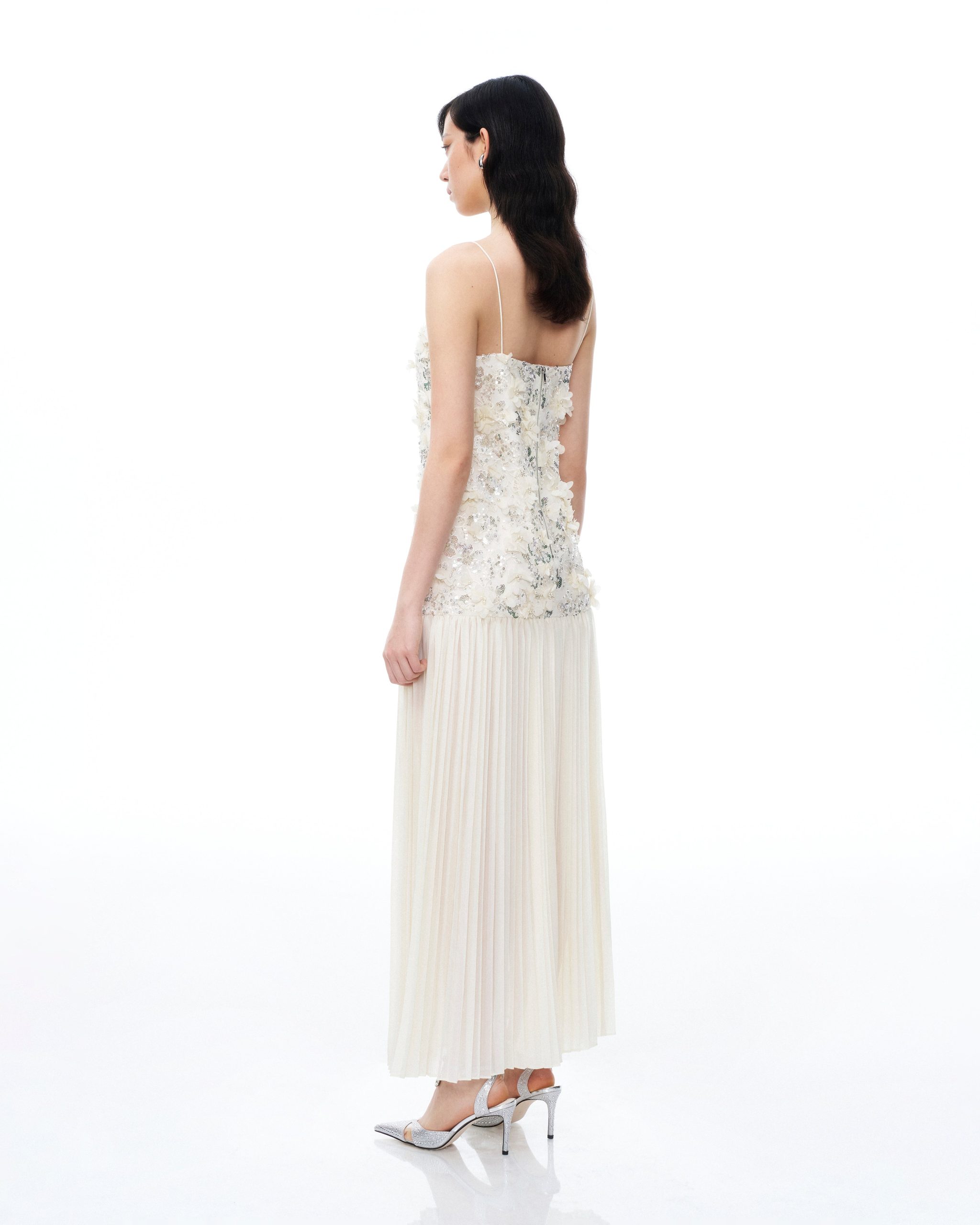 Galadriel 3D Floral Sequin Maxi Dress - White - Image 3